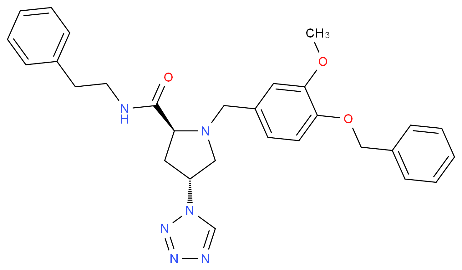 (4R)-1-[4-(benzyloxy)-3-methoxybenzyl]-N-(2-phenylethyl)-4-(1H-tetrazol-1-yl)-L-prolinamide_分子结构_CAS_)