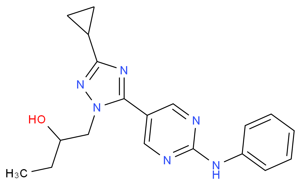 1-[5-(2-anilinopyrimidin-5-yl)-3-cyclopropyl-1H-1,2,4-triazol-1-yl]butan-2-ol_分子结构_CAS_)