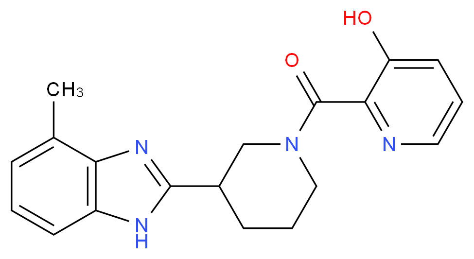 2-{[3-(4-methyl-1H-benzimidazol-2-yl)-1-piperidinyl]carbonyl}-3-pyridinol_分子结构_CAS_)