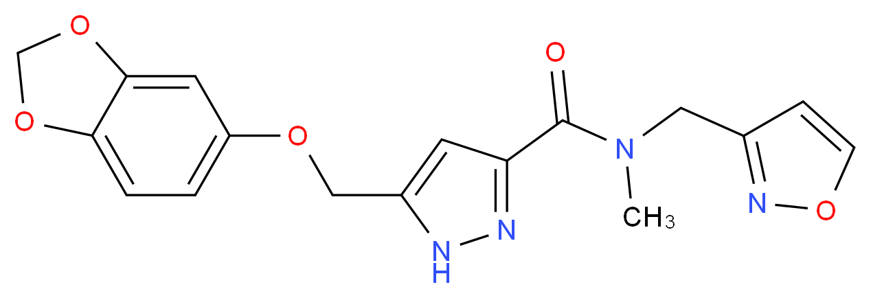5-[(1,3-benzodioxol-5-yloxy)methyl]-N-(3-isoxazolylmethyl)-N-methyl-1H-pyrazole-3-carboxamide_分子结构_CAS_)