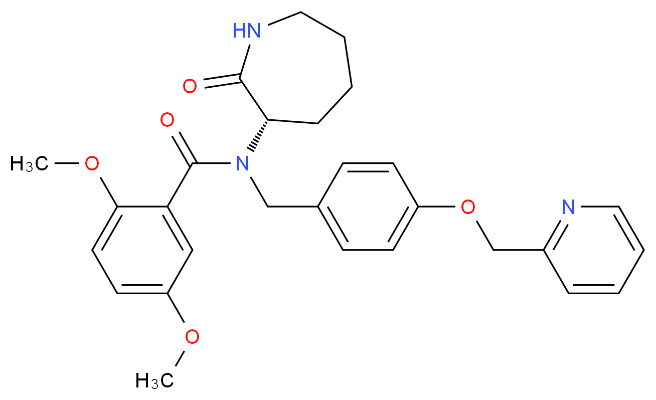 2,5-dimethoxy-N-[(3S)-2-oxo-3-azepanyl]-N-[4-(2-pyridinylmethoxy)benzyl]benzamide_分子结构_CAS_)