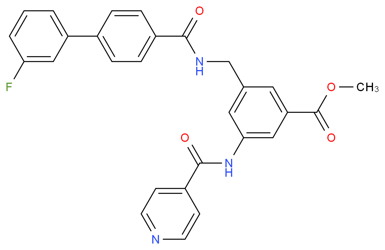 methyl 3-({[(3'-fluoro-4-biphenylyl)carbonyl]amino}methyl)-5-(isonicotinoylamino)benzoate_分子结构_CAS_)