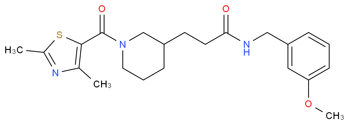 3-{1-[(2,4-dimethyl-1,3-thiazol-5-yl)carbonyl]-3-piperidinyl}-N-(3-methoxybenzyl)propanamide_分子结构_CAS_)