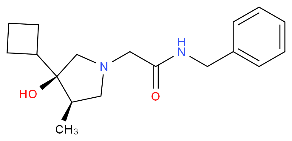 N-benzyl-2-[(3R*,4R*)-3-cyclobutyl-3-hydroxy-4-methyl-1-pyrrolidinyl]acetamide_分子结构_CAS_)