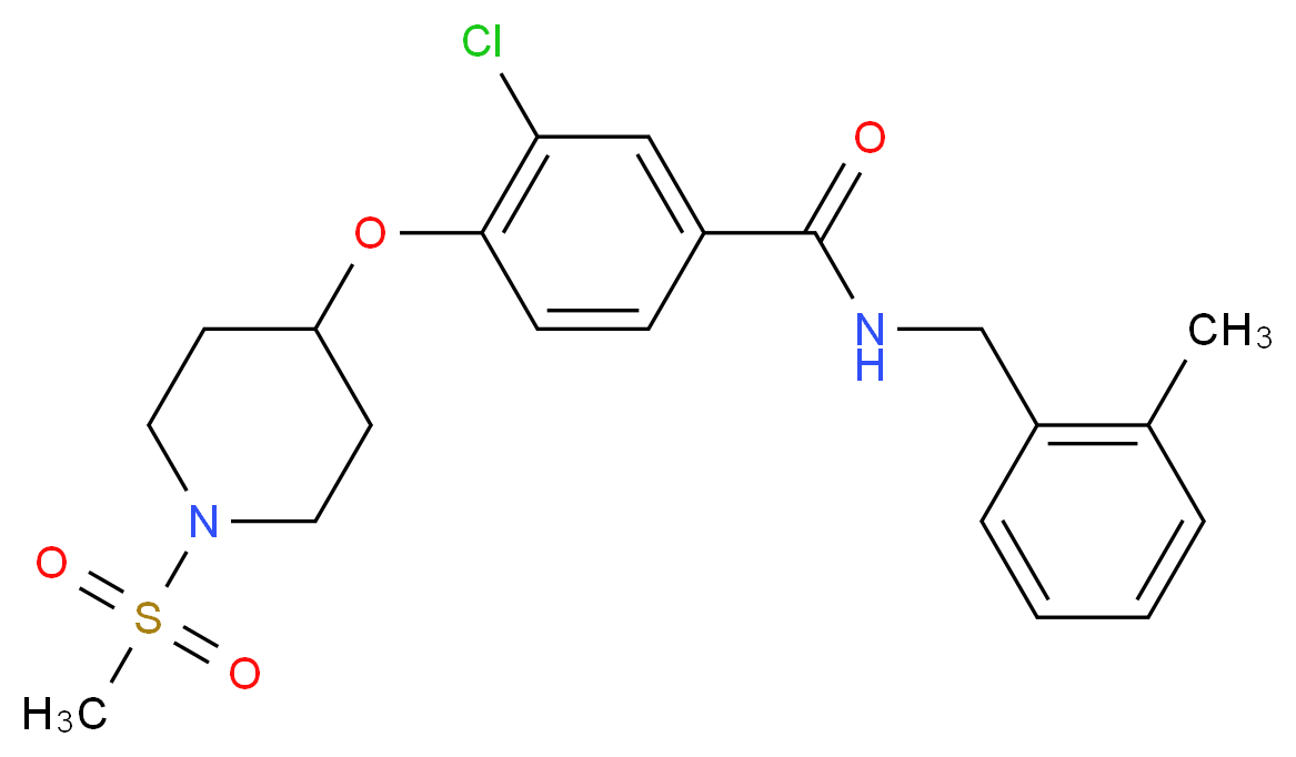 3-chloro-N-(2-methylbenzyl)-4-{[1-(methylsulfonyl)-4-piperidinyl]oxy}benzamide_分子结构_CAS_)