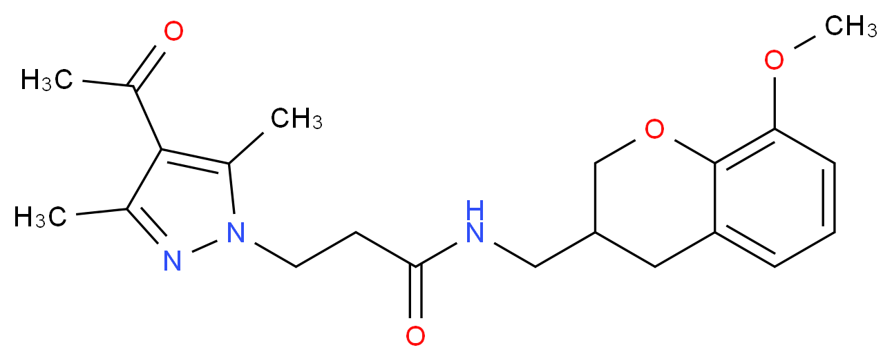 3-(4-acetyl-3,5-dimethyl-1H-pyrazol-1-yl)-N-[(8-methoxy-3,4-dihydro-2H-chromen-3-yl)methyl]propanamide_分子结构_CAS_)