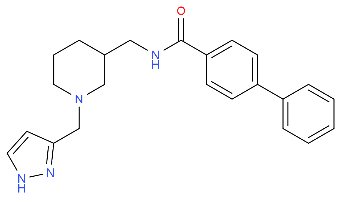 N-{[1-(1H-pyrazol-3-ylmethyl)-3-piperidinyl]methyl}-4-biphenylcarboxamide_分子结构_CAS_)