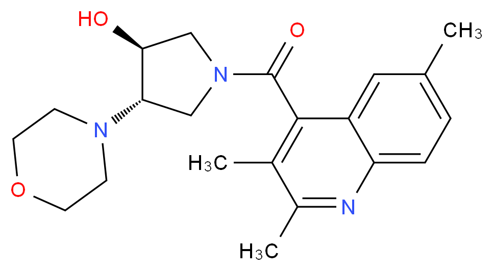 (3S*,4S*)-4-(4-morpholinyl)-1-[(2,3,6-trimethyl-4-quinolinyl)carbonyl]-3-pyrrolidinol_分子结构_CAS_)