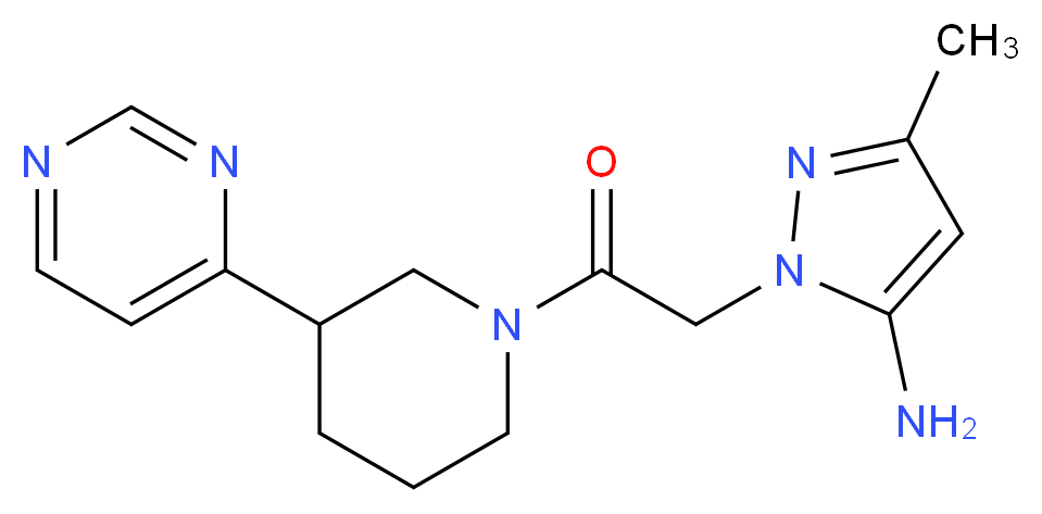 3-methyl-1-[2-oxo-2-(3-pyrimidin-4-ylpiperidin-1-yl)ethyl]-1H-pyrazol-5-amine_分子结构_CAS_)