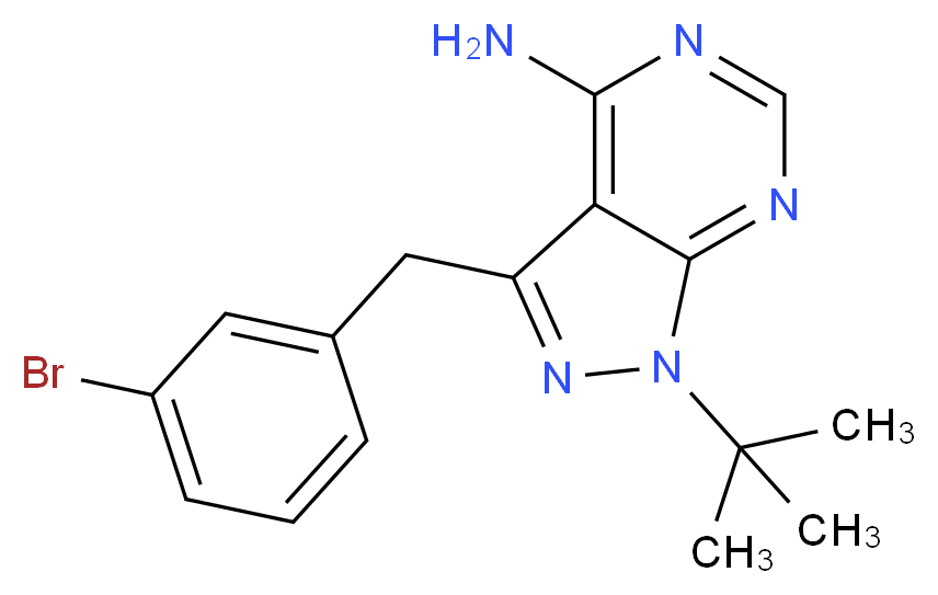 4-Amino-1-tert-butyl-3-(3-bromobenzyl)pyrazolo[3,4-d]pyrimidine_分子结构_CAS_956025-99-3)