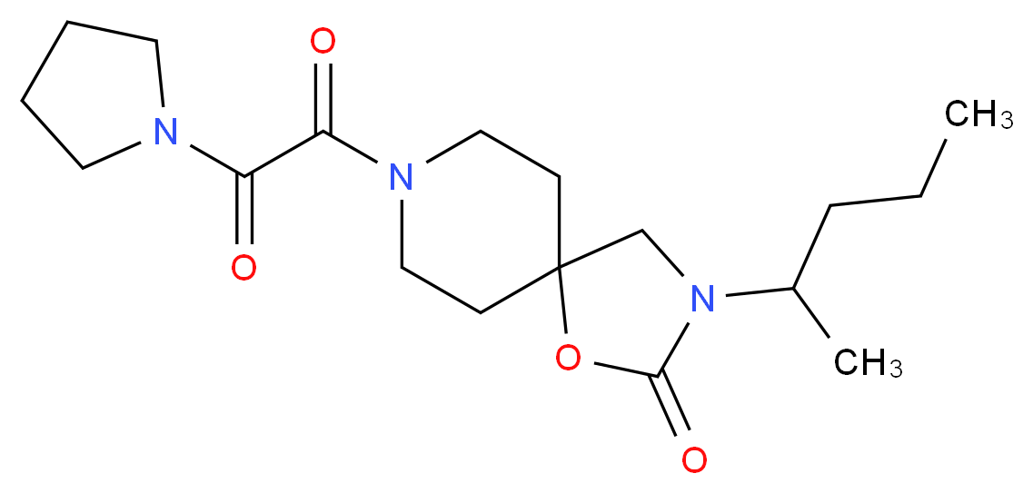3-(1-methylbutyl)-8-[oxo(pyrrolidin-1-yl)acetyl]-1-oxa-3,8-diazaspiro[4.5]decan-2-one_分子结构_CAS_)