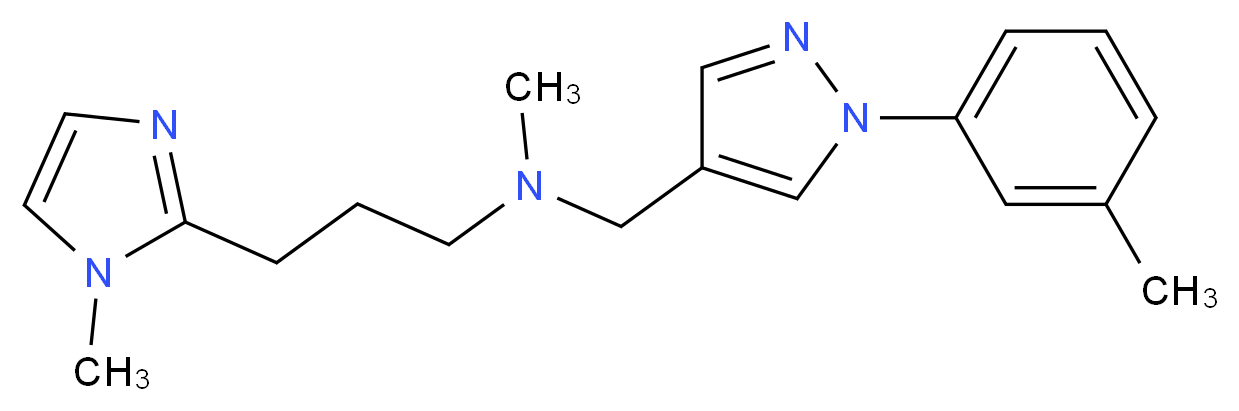 N-methyl-3-(1-methyl-1H-imidazol-2-yl)-N-{[1-(3-methylphenyl)-1H-pyrazol-4-yl]methyl}propan-1-amine_分子结构_CAS_)