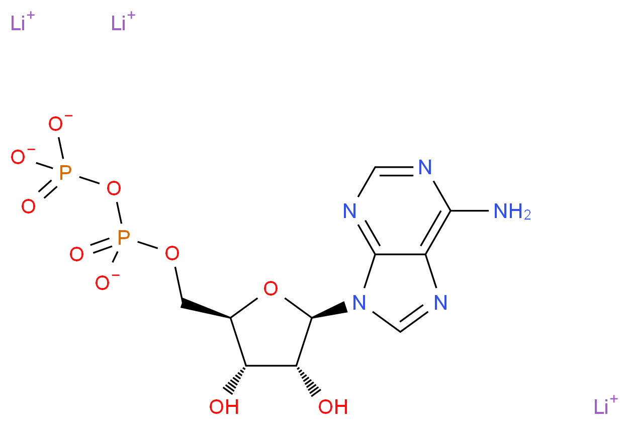 trilithium(1+) ion [(2R,3S,4R,5R)-5-(6-amino-9H-purin-9-yl)-3,4-dihydroxyoxolan-2-yl]methyl (phosphonatooxy)phosphonate_分子结构_CAS_31008-64-7