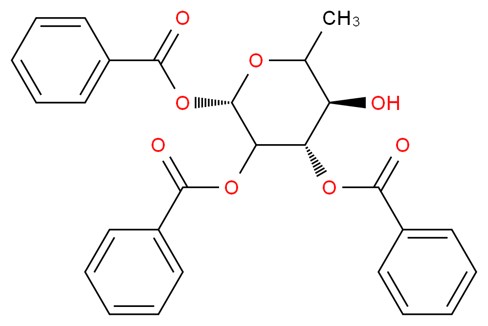 (2S,4S,5R)-2,3-bis(benzoyloxy)-5-hydroxy-6-methyloxan-4-yl benzoate_分子结构_CAS_132867-76-6