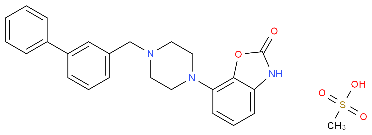 7-{4-[(3-phenylphenyl)methyl]piperazin-1-yl}-2,3-dihydro-1,3-benzoxazol-2-one; methanesulfonic acid_分子结构_CAS_350992-13-1