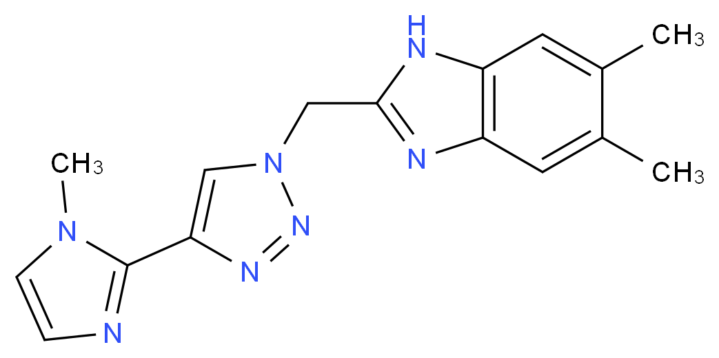 5,6-dimethyl-2-{[4-(1-methyl-1H-imidazol-2-yl)-1H-1,2,3-triazol-1-yl]methyl}-1H-benzimidazole_分子结构_CAS_)