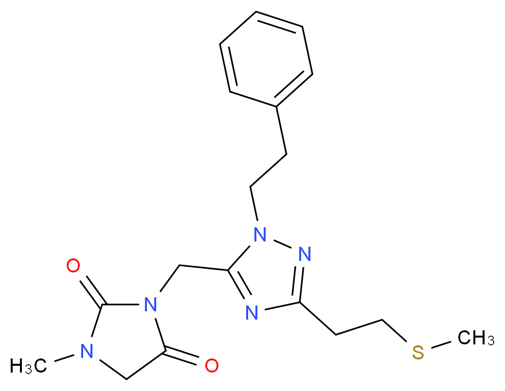 1-methyl-3-{[3-[2-(methylthio)ethyl]-1-(2-phenylethyl)-1H-1,2,4-triazol-5-yl]methyl}imidazolidine-2,4-dione_分子结构_CAS_)
