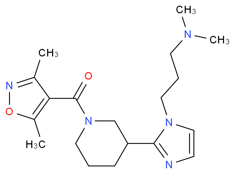 3-(2-{1-[(3,5-dimethylisoxazol-4-yl)carbonyl]piperidin-3-yl}-1H-imidazol-1-yl)-N,N-dimethylpropan-1-amine_分子结构_CAS_)