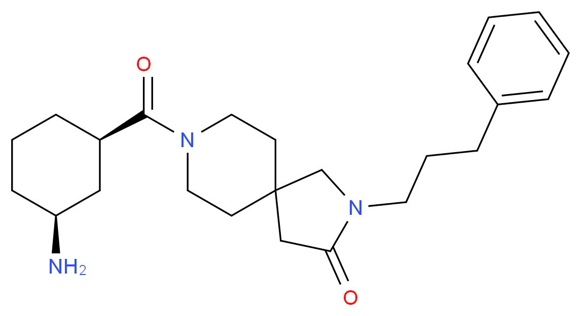 8-{[(1R*,3S*)-3-aminocyclohexyl]carbonyl}-2-(3-phenylpropyl)-2,8-diazaspiro[4.5]decan-3-one_分子结构_CAS_)