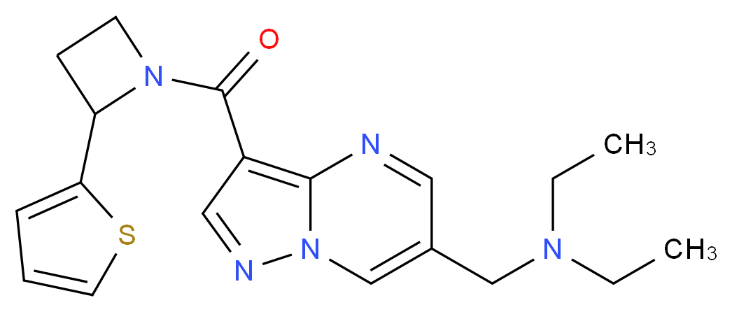 N-ethyl-N-[(3-{[2-(2-thienyl)azetidin-1-yl]carbonyl}pyrazolo[1,5-a]pyrimidin-6-yl)methyl]ethanamine_分子结构_CAS_)