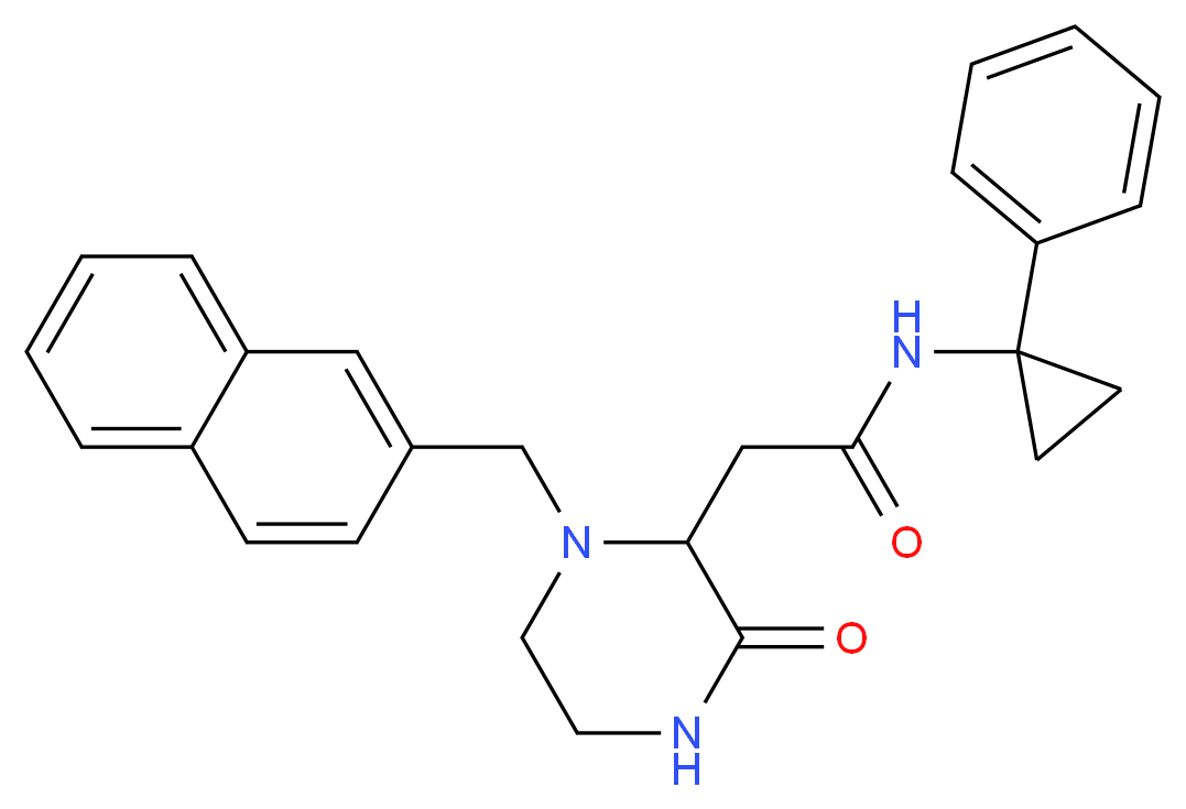 2-[1-(2-naphthylmethyl)-3-oxo-2-piperazinyl]-N-(1-phenylcyclopropyl)acetamide_分子结构_CAS_)