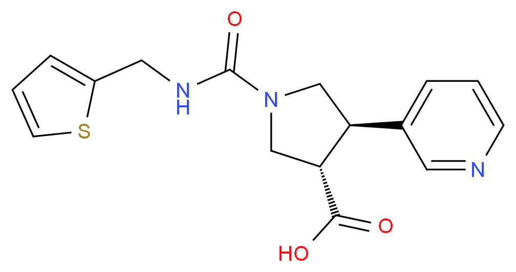 (3S*,4R*)-4-pyridin-3-yl-1-{[(2-thienylmethyl)amino]carbonyl}pyrrolidine-3-carboxylic acid_分子结构_CAS_)