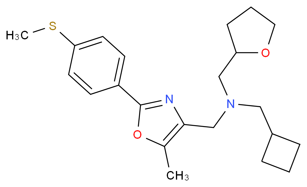 (cyclobutylmethyl)({5-methyl-2-[4-(methylthio)phenyl]-1,3-oxazol-4-yl}methyl)(tetrahydro-2-furanylmethyl)amine_分子结构_CAS_)