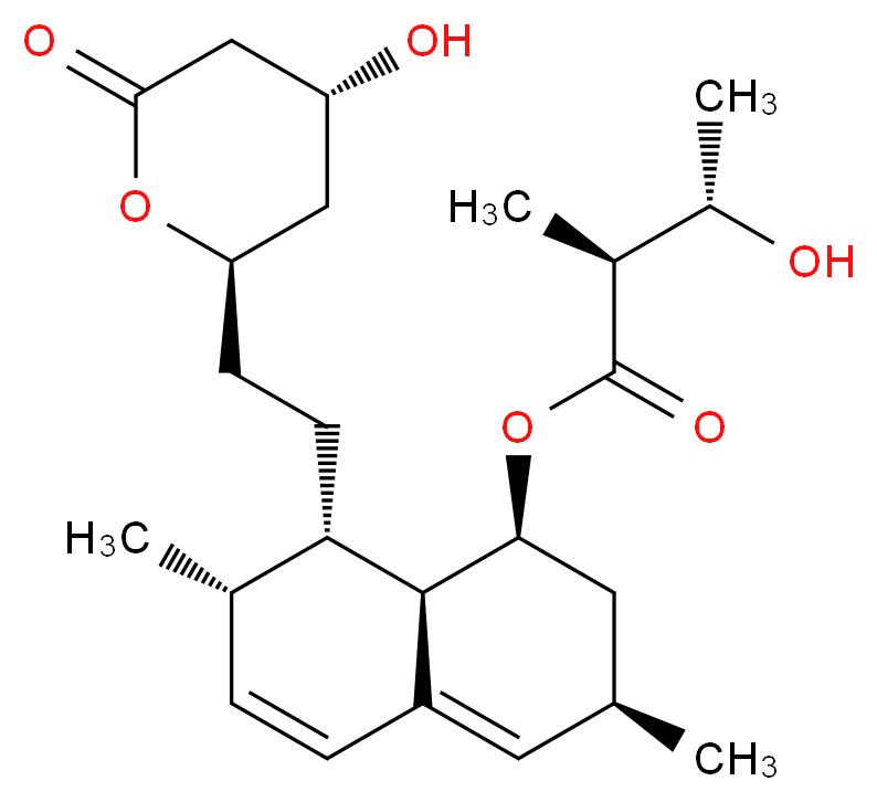 (1S,3R,7S,8S,8aR)-8-{2-[(2R,4R)-4-hydroxy-6-oxooxan-2-yl]ethyl}-3,7-dimethyl-1,2,3,7,8,8a-hexahydronaphthalen-1-yl (2S,3S)-3-hydroxy-2-methylbutanoate_分子结构_CAS_127910-58-1