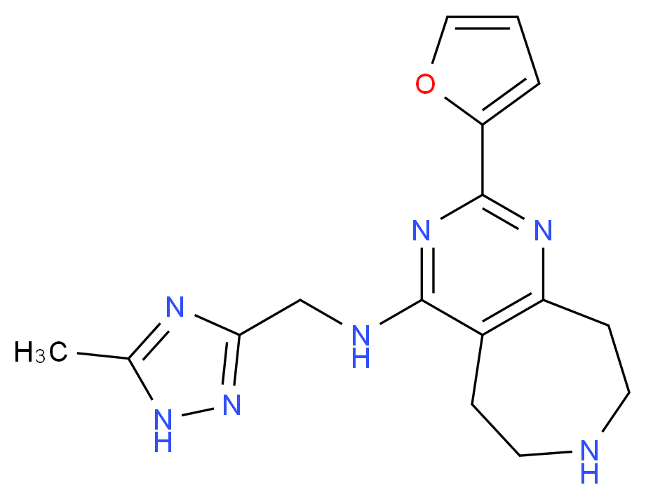 2-(2-furyl)-N-[(5-methyl-1H-1,2,4-triazol-3-yl)methyl]-6,7,8,9-tetrahydro-5H-pyrimido[4,5-d]azepin-4-amine_分子结构_CAS_)