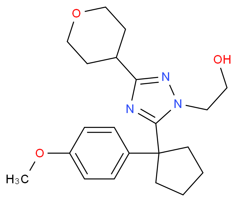 2-[5-[1-(4-methoxyphenyl)cyclopentyl]-3-(tetrahydro-2H-pyran-4-yl)-1H-1,2,4-triazol-1-yl]ethanol_分子结构_CAS_)