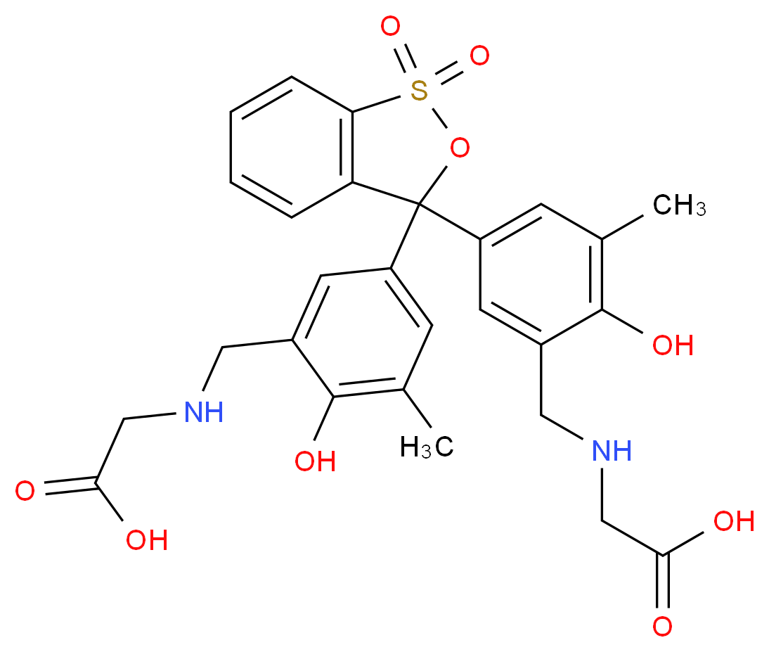 2-[({5-[3-(3-{[(carboxymethyl)amino]methyl}-4-hydroxy-5-methylphenyl)-1,1-dioxo-3H-2,1$l^{6}-benzoxathiol-3-yl]-2-hydroxy-3-methylphenyl}methyl)amino]acetic acid_分子结构_CAS_4079-10-1