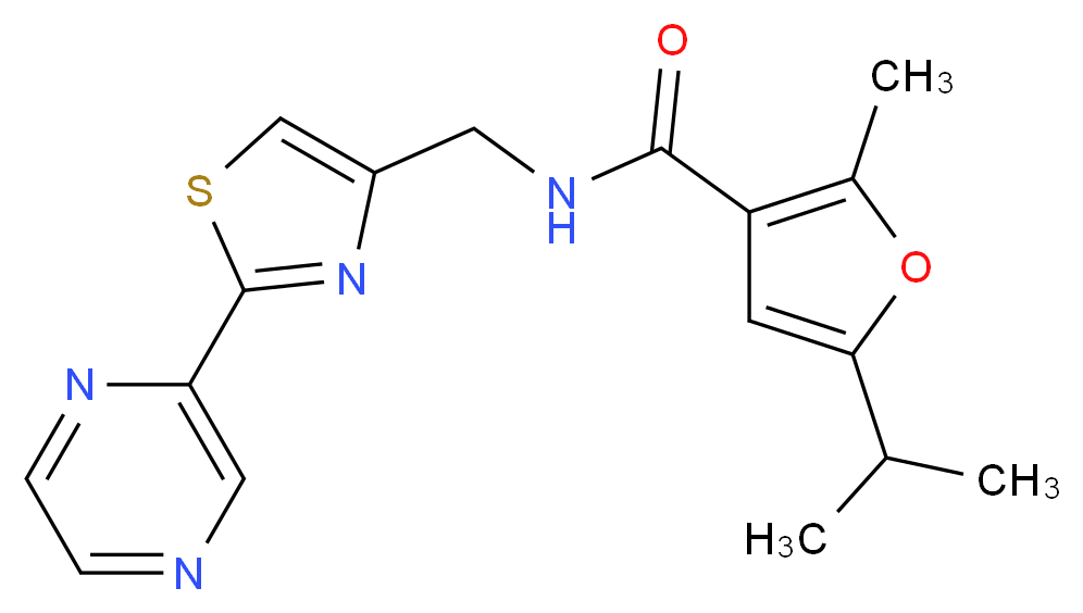 5-isopropyl-2-methyl-N-[(2-pyrazin-2-yl-1,3-thiazol-4-yl)methyl]-3-furamide_分子结构_CAS_)