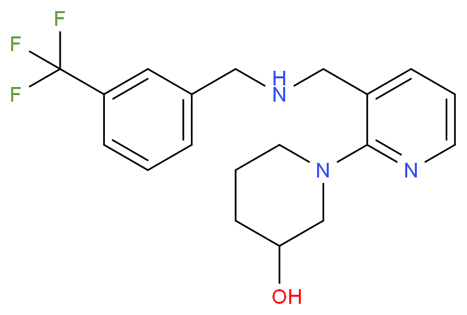 1-[3-({[3-(trifluoromethyl)benzyl]amino}methyl)-2-pyridinyl]-3-piperidinol_分子结构_CAS_)