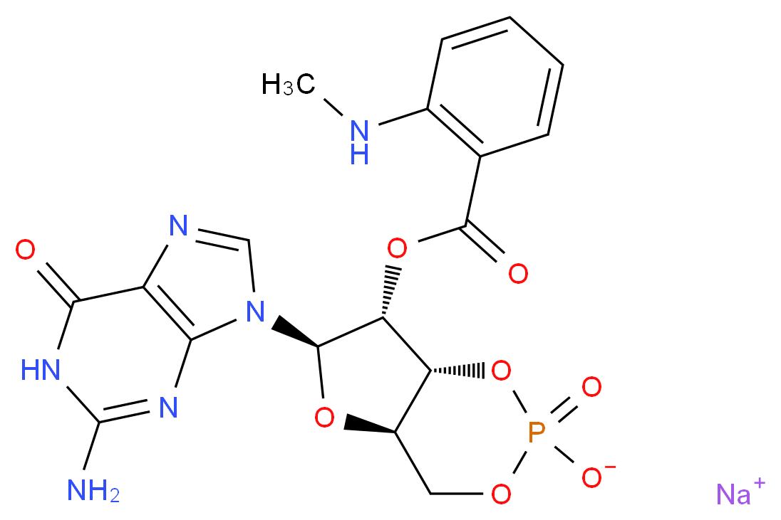 2'-(N-Methylanthraniloyl) Guanosine 3',5'-Cyclic Monophosphate Sodium Salt_分子结构_CAS_221905-46-0)