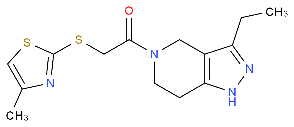 3-ethyl-5-{[(4-methyl-1,3-thiazol-2-yl)thio]acetyl}-4,5,6,7-tetrahydro-1H-pyrazolo[4,3-c]pyridine_分子结构_CAS_)
