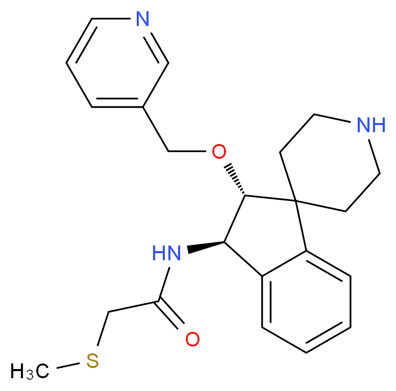 2-(methylthio)-N-[(2R*,3R*)-2-(3-pyridinylmethoxy)-2,3-dihydrospiro[indene-1,4'-piperidin]-3-yl]acetamide_分子结构_CAS_)