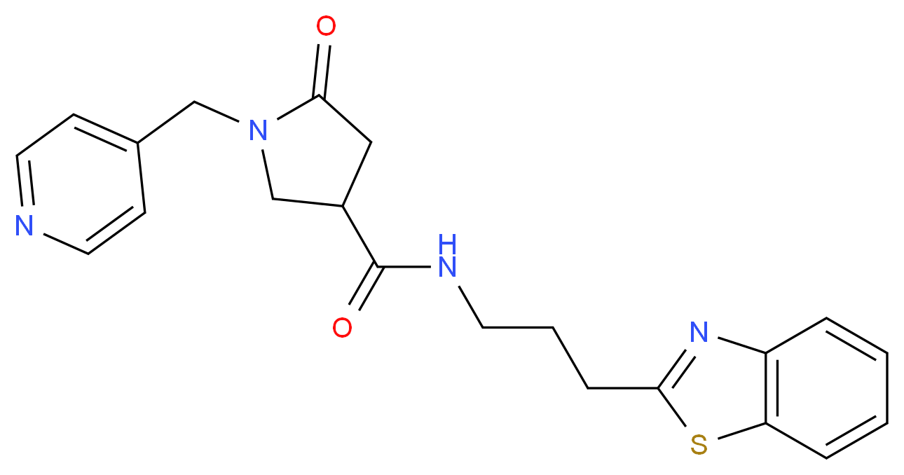 N-[3-(1,3-benzothiazol-2-yl)propyl]-5-oxo-1-(4-pyridinylmethyl)-3-pyrrolidinecarboxamide_分子结构_CAS_)