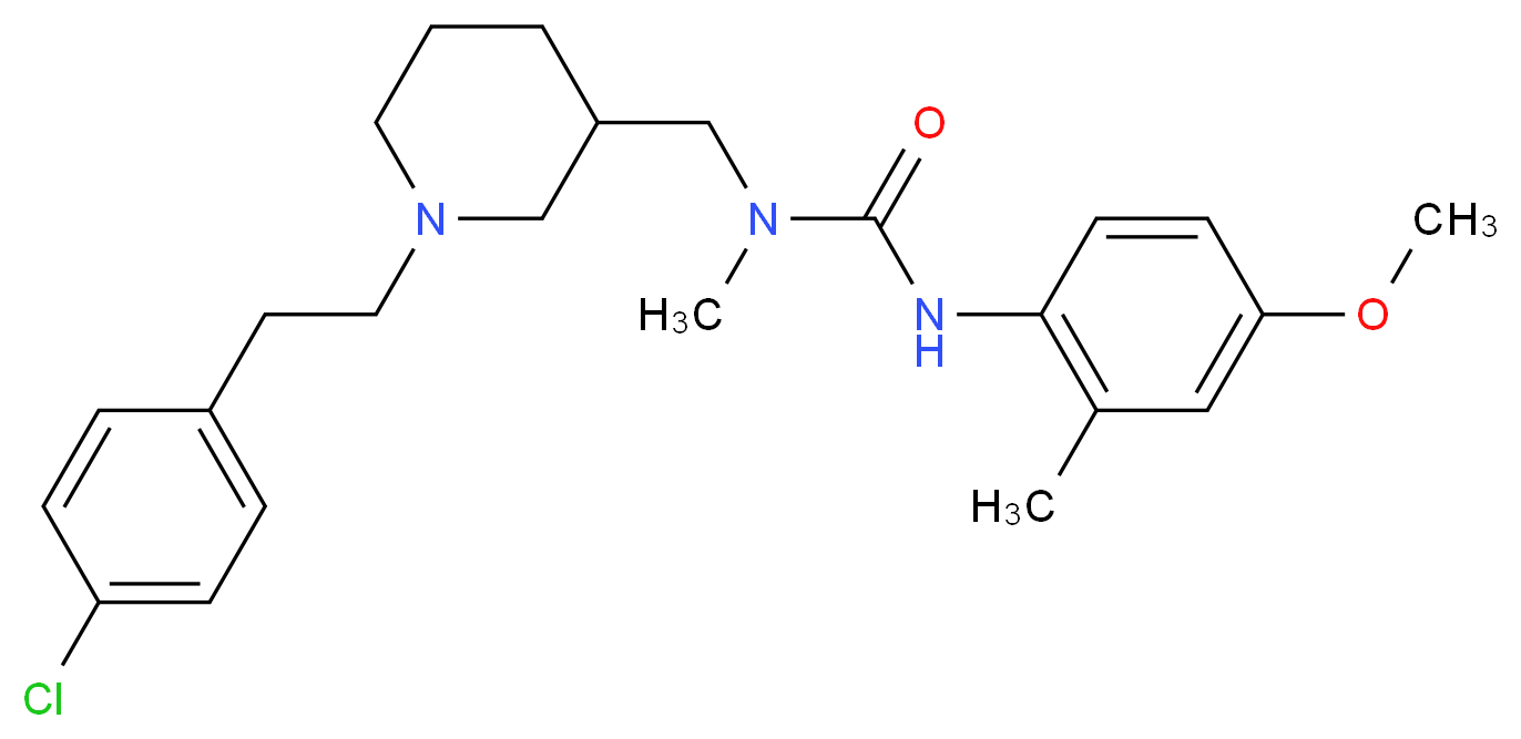 N-({1-[2-(4-chlorophenyl)ethyl]-3-piperidinyl}methyl)-N'-(4-methoxy-2-methylphenyl)-N-methylurea_分子结构_CAS_)
