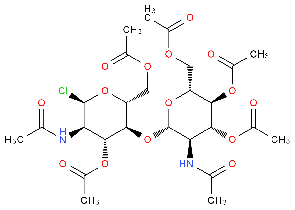 [(2R,3S,4R,5R,6S)-3,4-bis(acetyloxy)-6-{[(2R,3S,4R,5R,6R)-4-(acetyloxy)-2-[(acetyloxy)methyl]-6-chloro-5-acetamidooxan-3-yl]oxy}-5-acetamidooxan-2-yl]methyl acetate_分子结构_CAS_7531-49-9