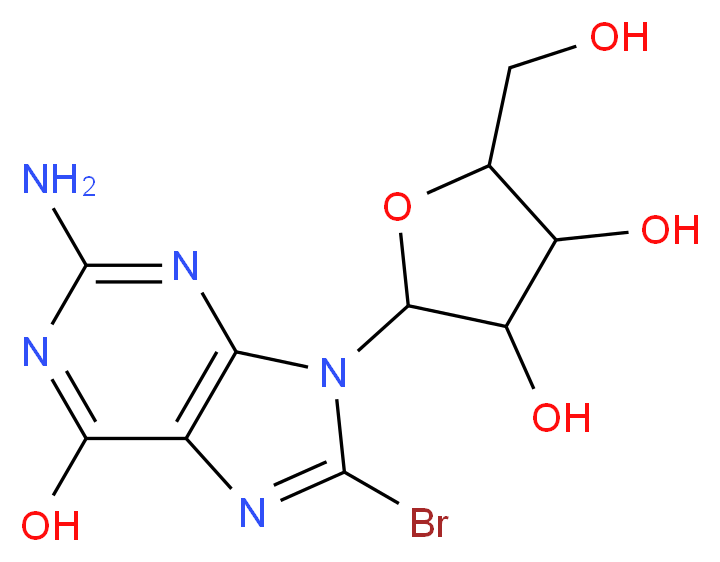 2-(2-amino-8-bromo-6-hydroxy-9H-purin-9-yl)-5-(hydroxymethyl)oxolane-3,4-diol_分子结构_CAS_4016-63-1