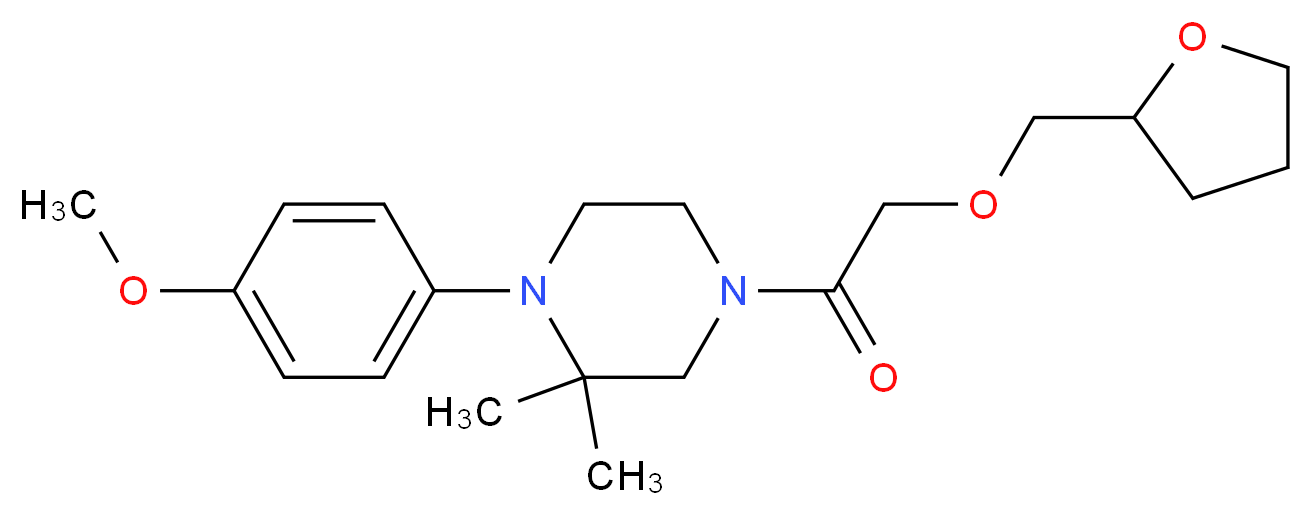 1-(4-methoxyphenyl)-2,2-dimethyl-4-[(tetrahydro-2-furanylmethoxy)acetyl]piperazine_分子结构_CAS_)