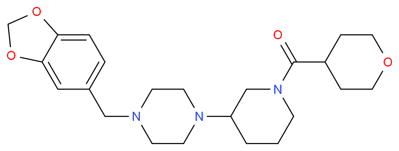 1-(1,3-benzodioxol-5-ylmethyl)-4-[1-(tetrahydro-2H-pyran-4-ylcarbonyl)-3-piperidinyl]piperazine_分子结构_CAS_)