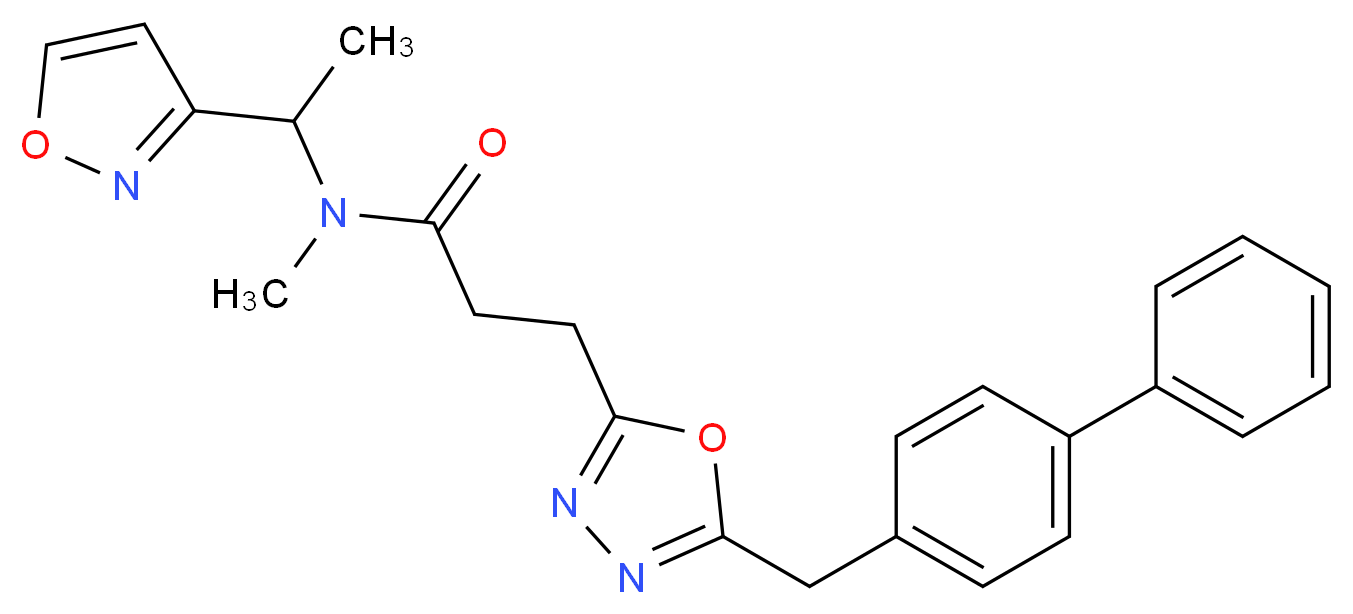 3-[5-(4-biphenylylmethyl)-1,3,4-oxadiazol-2-yl]-N-[1-(3-isoxazolyl)ethyl]-N-methylpropanamide_分子结构_CAS_)