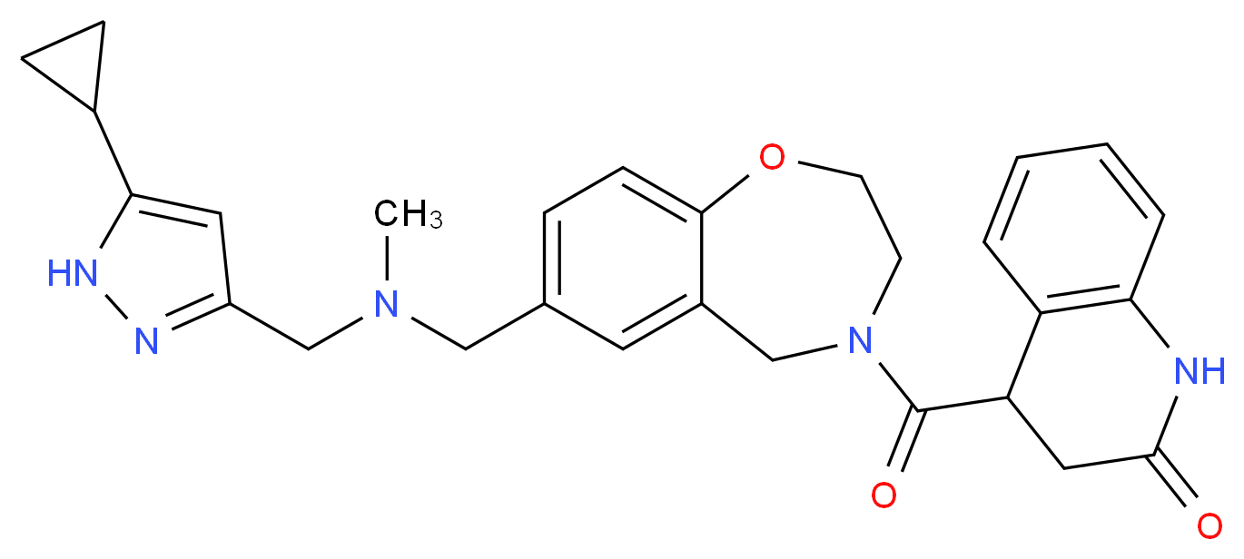 4-{[7-{[[(5-cyclopropyl-1H-pyrazol-3-yl)methyl](methyl)amino]methyl}-2,3-dihydro-1,4-benzoxazepin-4(5H)-yl]carbonyl}-3,4-dihydro-2(1H)-quinolinone_分子结构_CAS_)