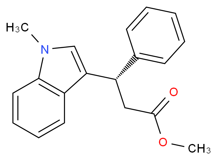 methyl (3S)-3-(1-methyl-1H-indol-3-yl)-3-phenylpropanoate_分子结构_CAS_429689-17-8