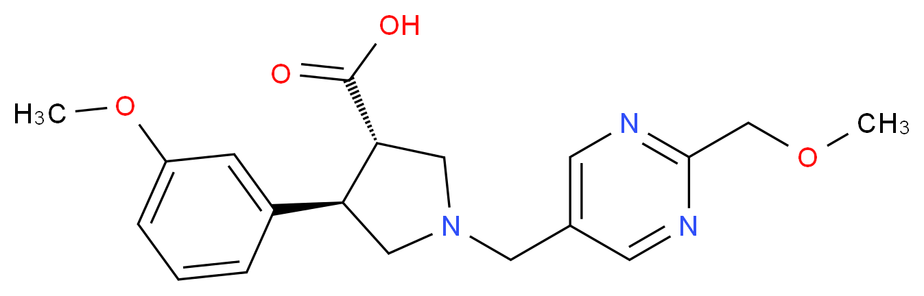 (3S*,4R*)-1-{[2-(methoxymethyl)pyrimidin-5-yl]methyl}-4-(3-methoxyphenyl)pyrrolidine-3-carboxylic acid_分子结构_CAS_)