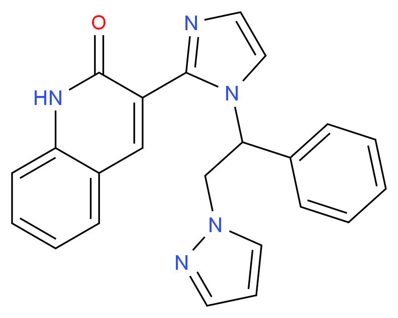3-{1-[1-phenyl-2-(1H-pyrazol-1-yl)ethyl]-1H-imidazol-2-yl}quinolin-2(1H)-one_分子结构_CAS_)