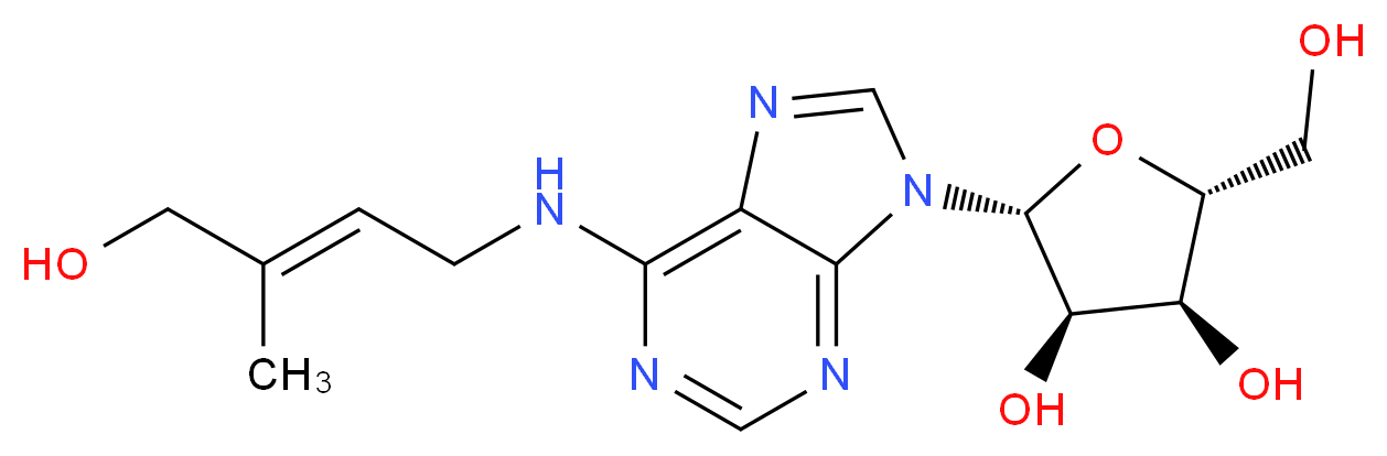 (2R,3R,4S,5R)-2-(6-{[(2E)-4-hydroxy-3-methylbut-2-en-1-yl]amino}-9H-purin-9-yl)-5-(hydroxymethyl)oxolane-3,4-diol_分子结构_CAS_28542-78-1