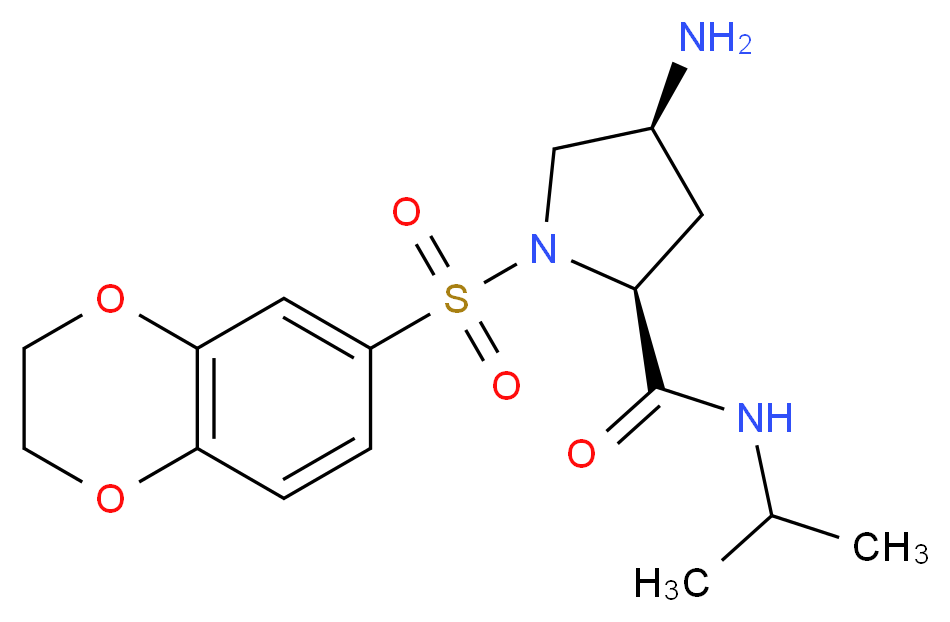 (4S)-4-amino-1-(2,3-dihydro-1,4-benzodioxin-6-ylsulfonyl)-N-isopropyl-L-prolinamide_分子结构_CAS_)