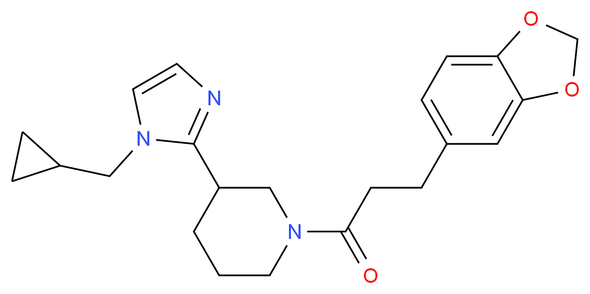 1-[3-(1,3-benzodioxol-5-yl)propanoyl]-3-[1-(cyclopropylmethyl)-1H-imidazol-2-yl]piperidine_分子结构_CAS_)